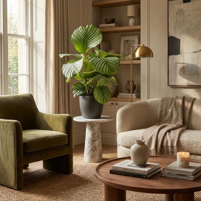 Calathea Orbifolia met grijze pot