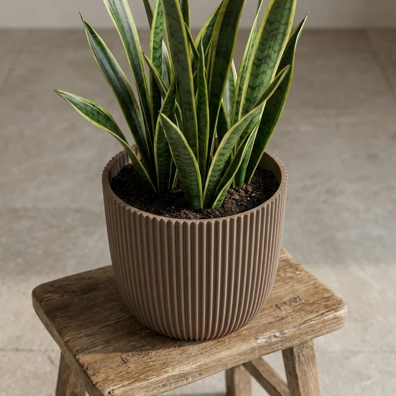Capi Pot Nature Groove Made With Warm Taupe