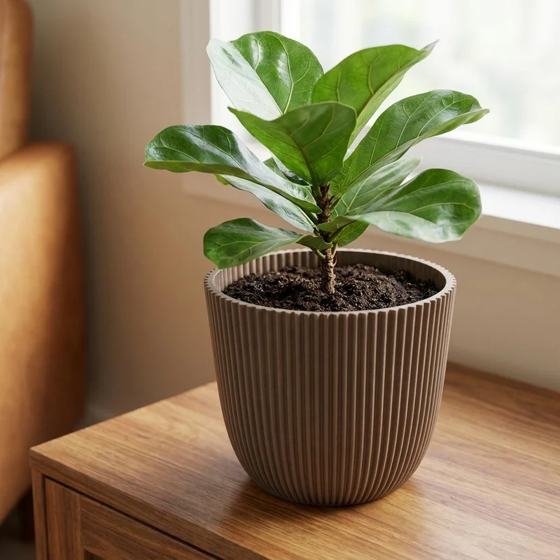 Capi Pot Nature Groove Made With Warm Taupe