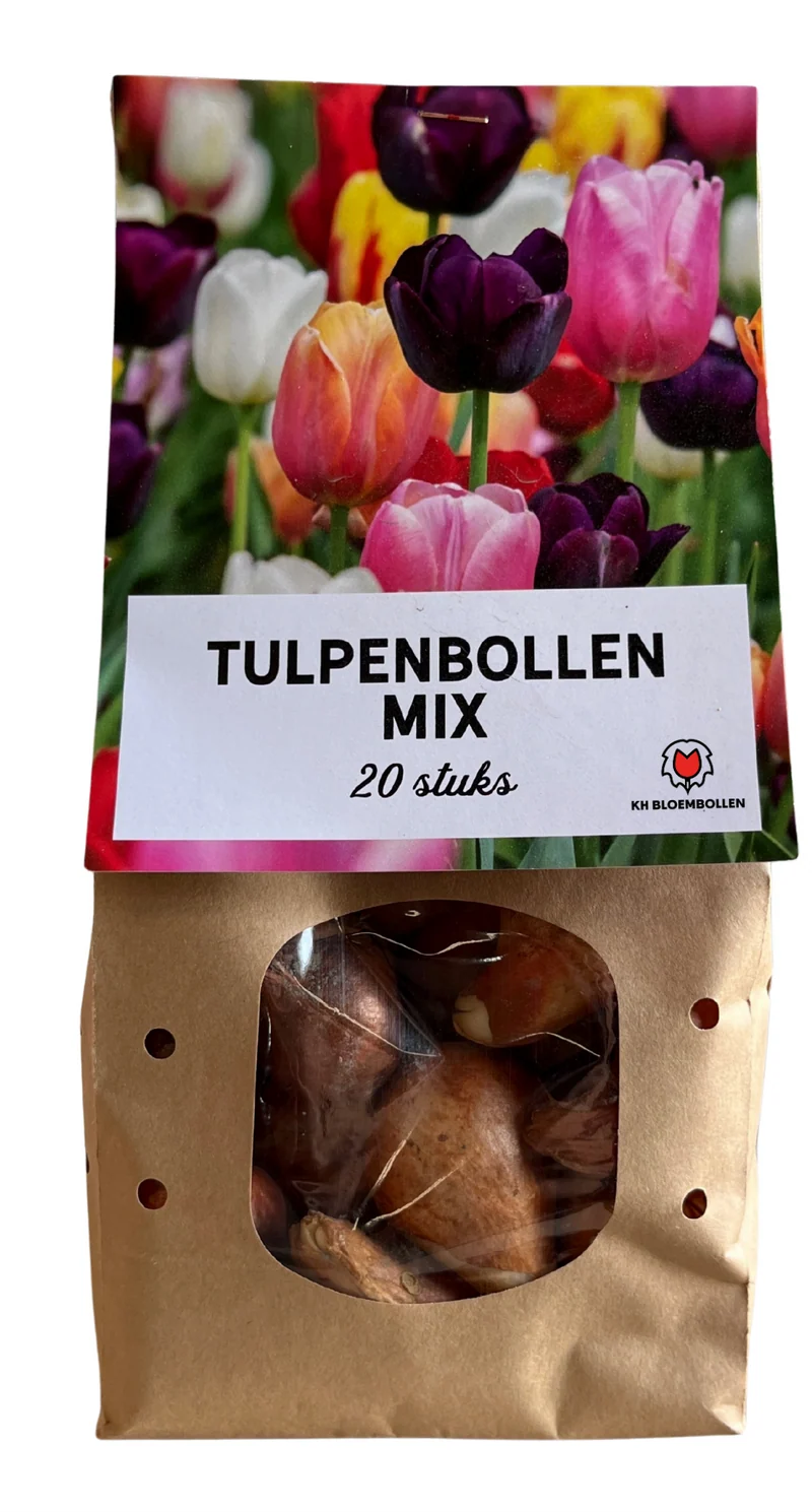Tulpenbollen Mix – 20 Stuks | KH Bloembollen® | Kleurrijke Tulpenmix – Perfect voor Tuin of Pot – Maat 11/12