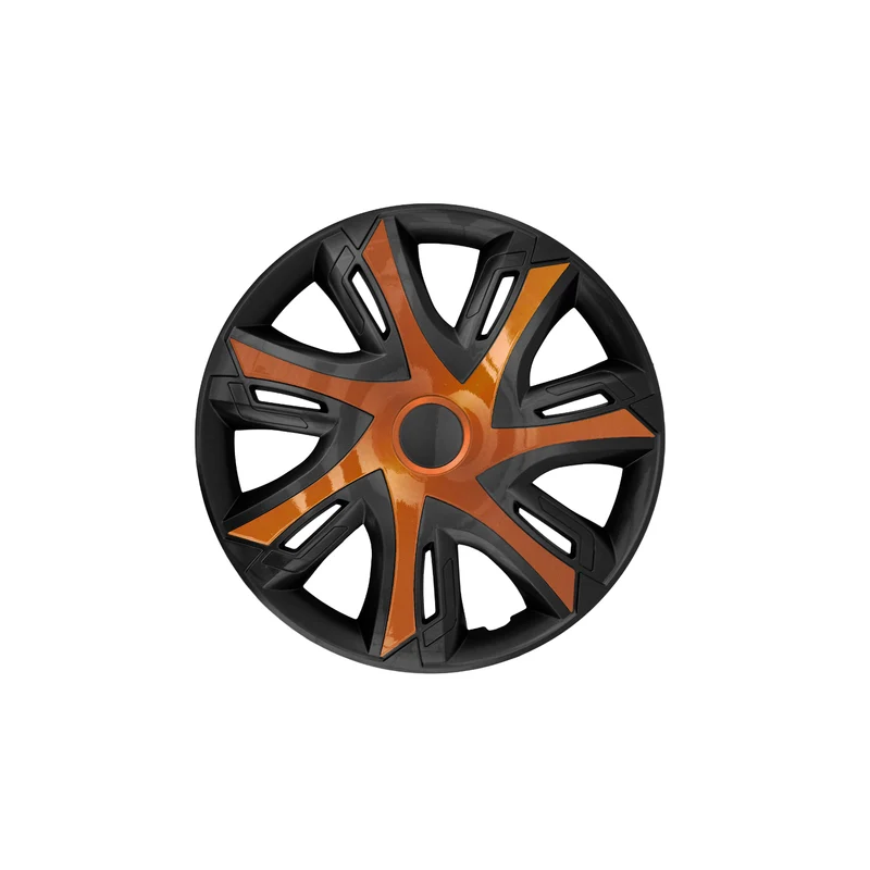 NRM N-Power wieldoppen voor stalen velgen Tweekleurige wieldoppen Set van 4 auto's Voertuig Geschikt voor de meeste merken en velgen ABS-kunststof (koper / zwart, 15")