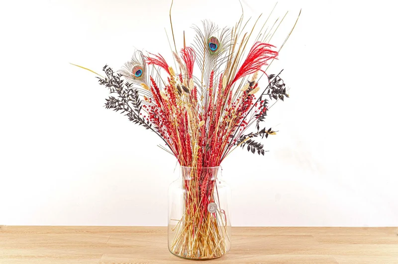 Droogbloemen boeket - Red & Gold - Droogboeket