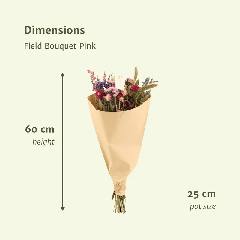 Droogbloemenboeket roze - groot