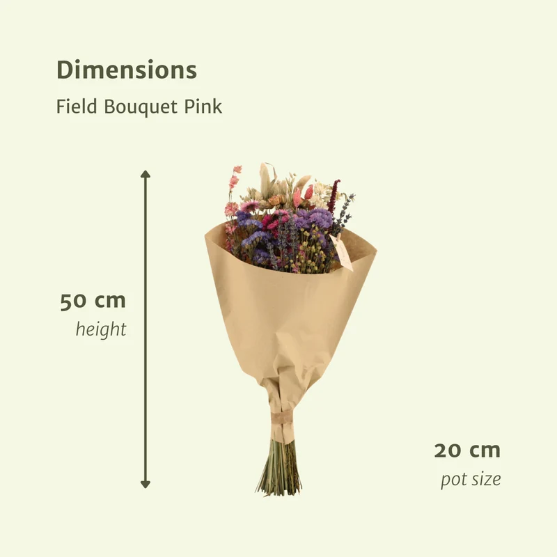 Droogbloemenboeket roze - middel