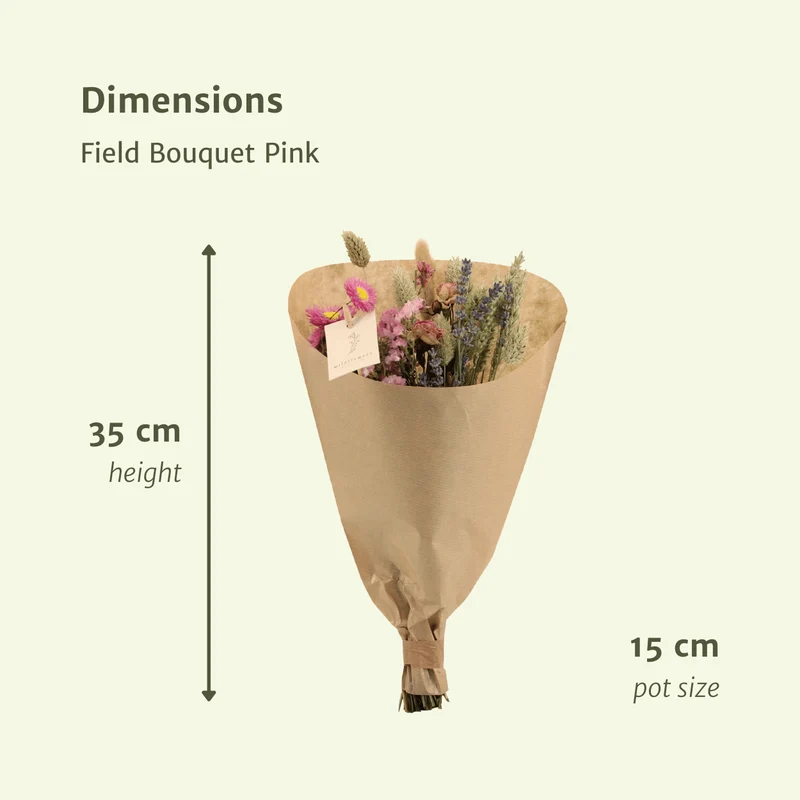 Droogbloemenboeket roze - klein