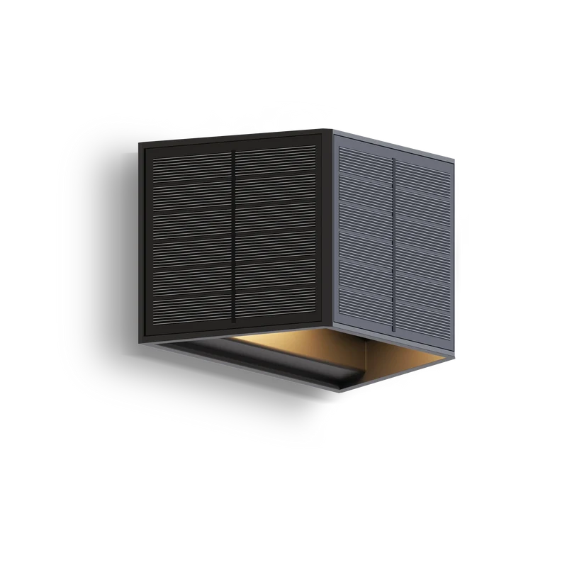 Calex Caserta Solar Wall Light - Up & Down - Black