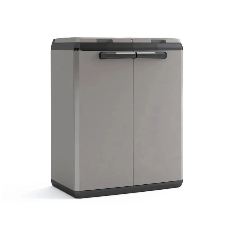 Armoire de tri sélectif Keter, capacité 2 × 110 L, couvercle à ouverture manuelle, utilisable à l'extérieur, 241065