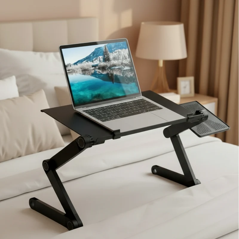 Laptoptafel – Verstelbaar bedtafeltje met ventilatie en muisblad