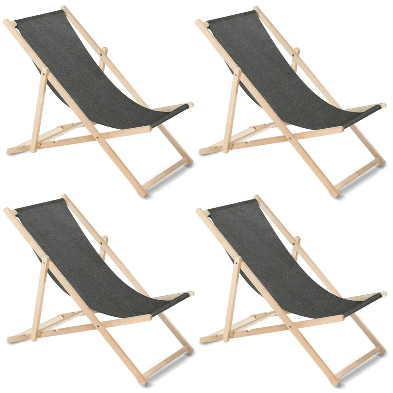 GreenBlue GB183M chaise longue classique en hêtre noir mélangé, 4 pièces