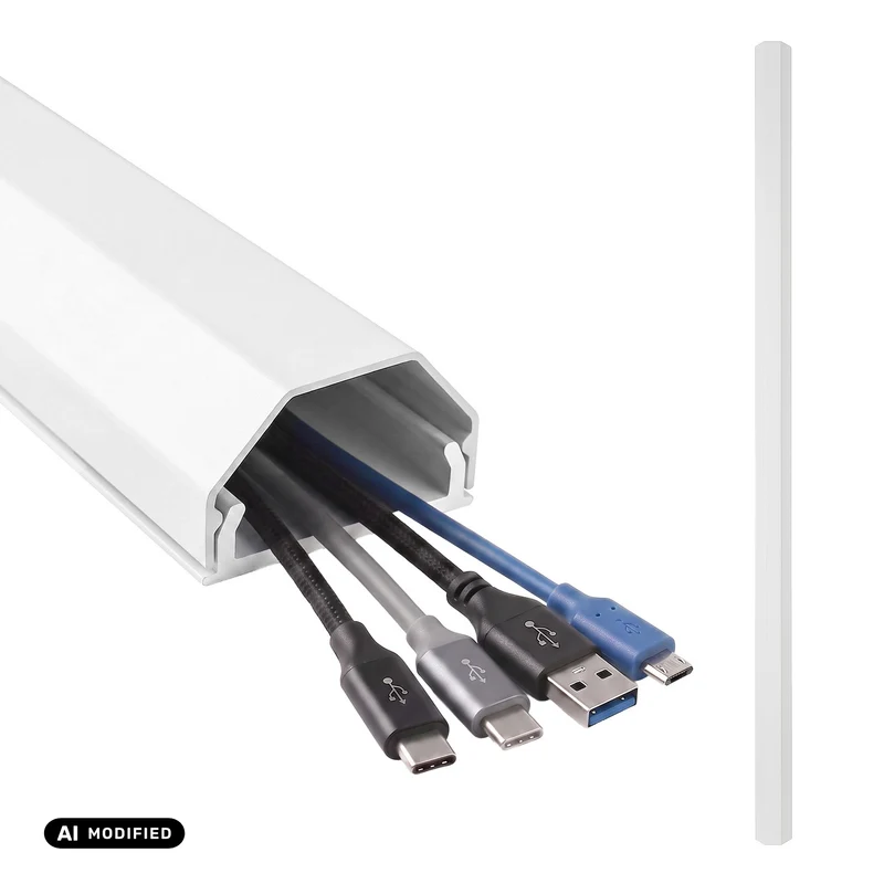 Maclean aluminium afdekstrip voor kabels, 33 x 18 x 750 mm, wit, MCTV-897 W