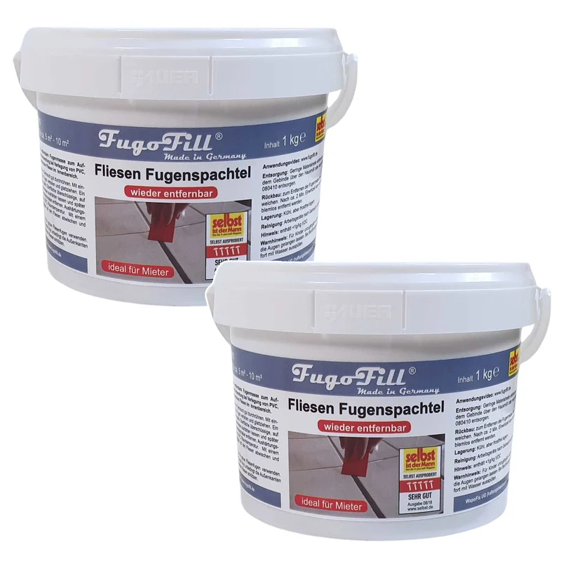 Verwijderbare voegmassa voor tegels FugoFill, 2x1kg, grijs