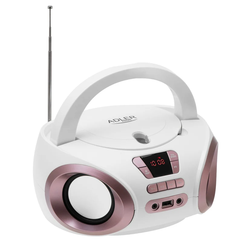 Boombox-radio met CD-MP3, USB, FM-radio, AUX, hoofdtelefoonaansluiting, Adler, AD 1181
