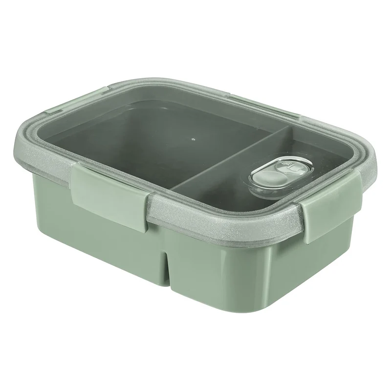 Contenant alimentaire Dual Curver, couvercle étanche, valve dans le couvercle, 100% recyclé, peut être utilisé au micro-ondes, deux compartiments 0.6L + 0.3L, 250000