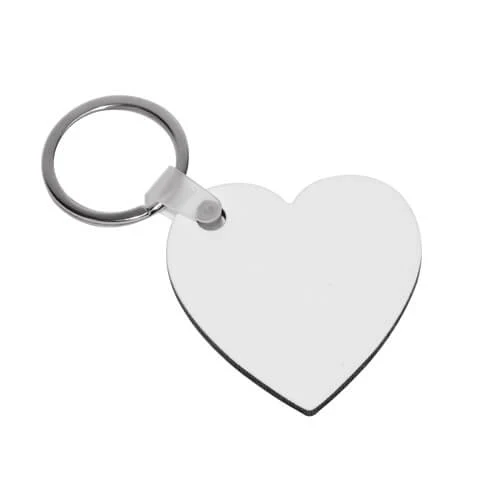MDF Sleutelhanger Hart voor Sublimatie – Wit/Bruin met Verchroomde Ring