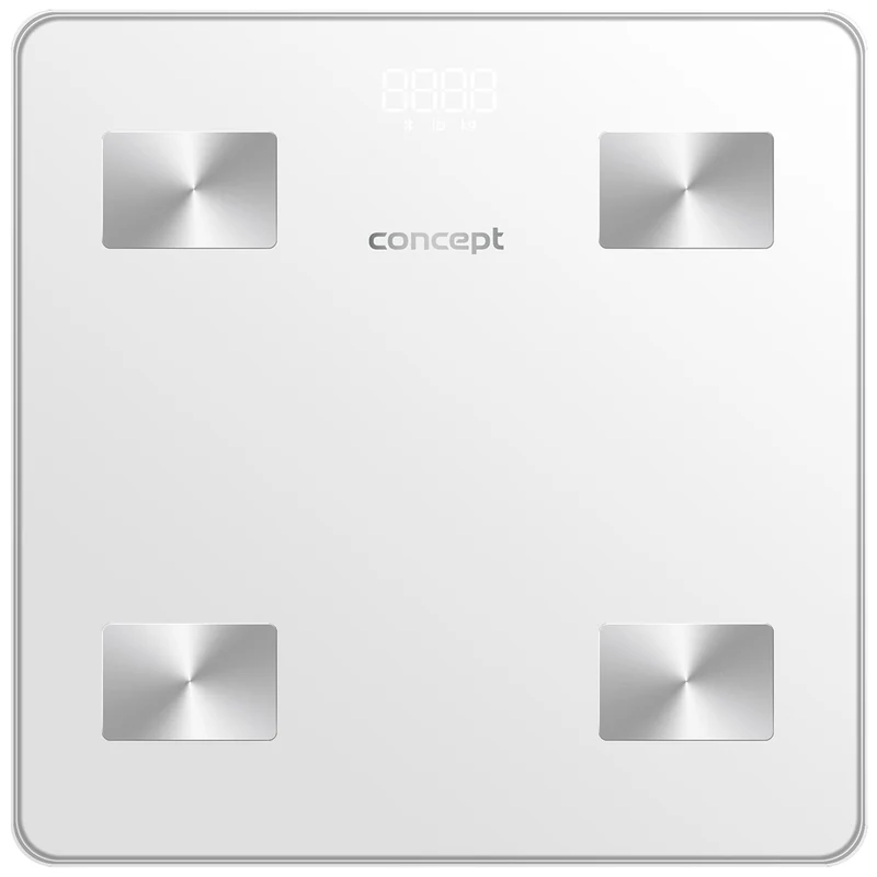 Concept VO4000 Glazen Diagnoseweegschaal Persoonlijke Weegschaal met App Digitale Weegschaal Lichaamsanalyse Vetweegschaal Spiermassa BMI LED Display Bluetooth Gewicht tot 180kg (Wit)