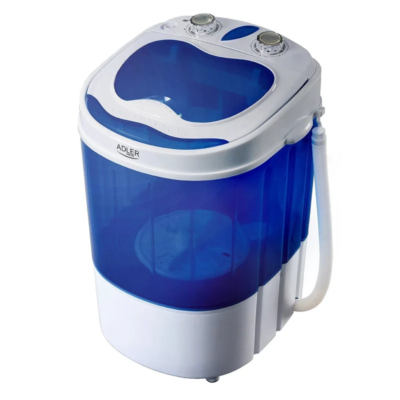 ADLER AD8051 Draagbare, toeristische wasmachine met een capaciteit van 3 kg, wit/blauw [Energieklasse A++]