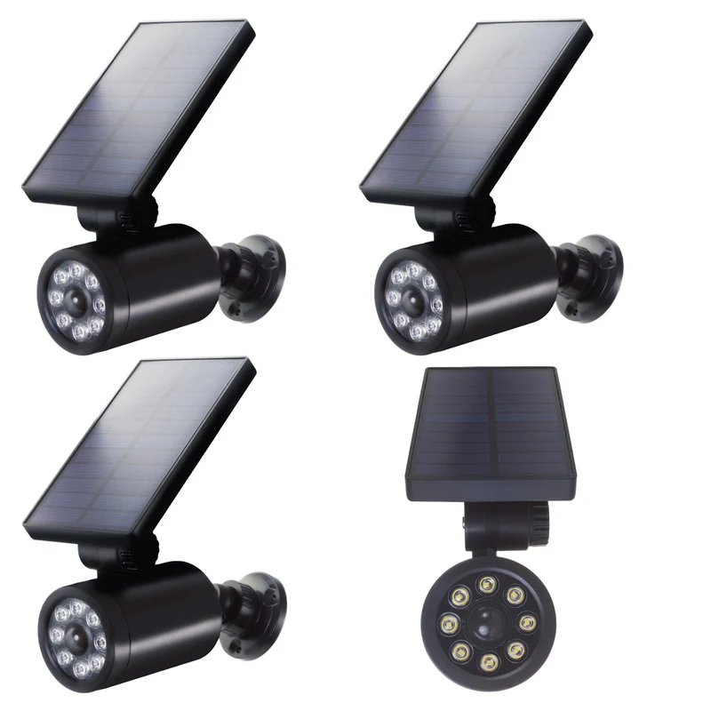Maclean - Dummy Camera set van 4 stuks - SOL1801S Knipperende - LED-bewegingssensor op zonne-energie - Zwart
