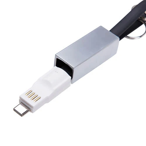 Sleutelhanger met USB-C & Lightning Kabel voor Sublimatie – Persoonlijke Oplaad- en Datakabel