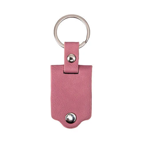 Metalen Sleutelhanger in Roze PU Leren Etui voor Sublimatie – Inclusief Plaatje