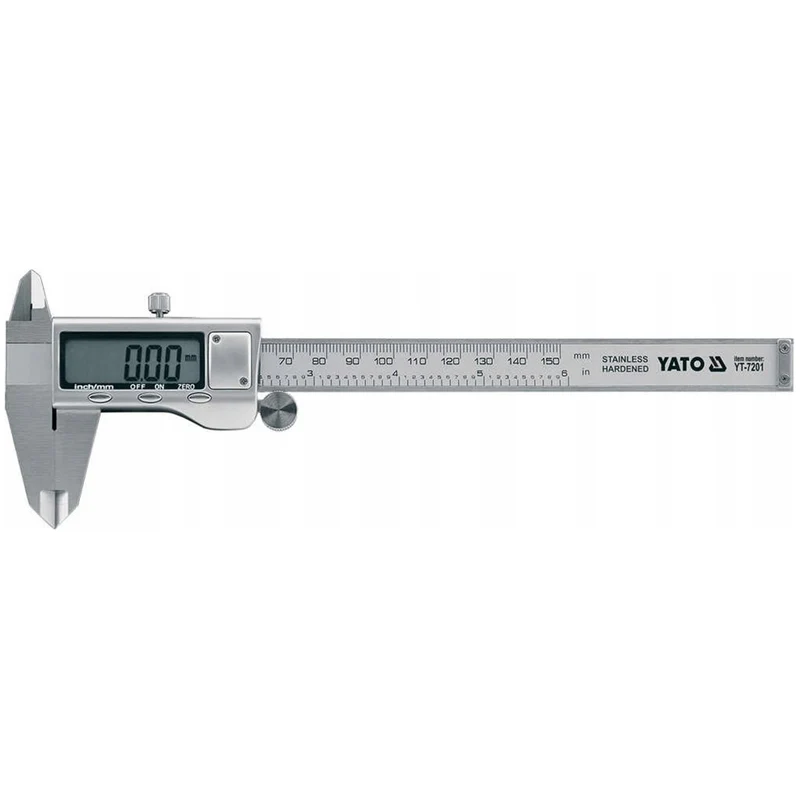Pied à coulisse électronique Yato, en acier inoxydable, précision 0,02 mm, plage 0-150 mm, échelle adaptée au système métrique et au système impérial, YT-7201