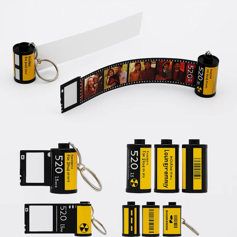Metalen Sleutelhanger Filmrol voor Sublimatie – Zilver/Wit Glans (incl. plakplaatje & tape)