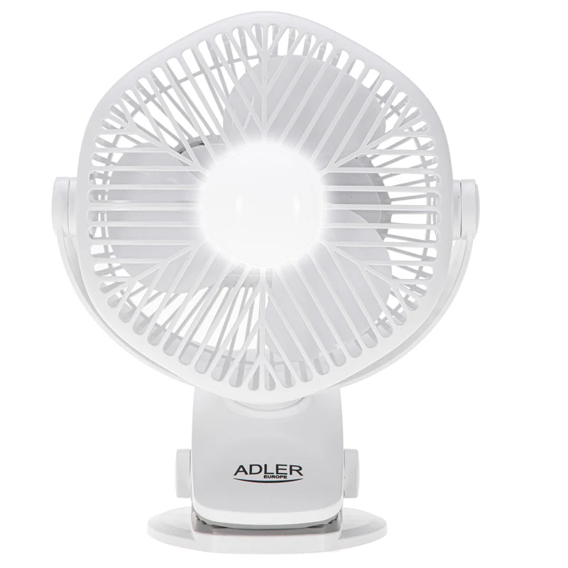 5"/12,7 cm accuventilator met clip - USB / LED, AD 7335, Adler