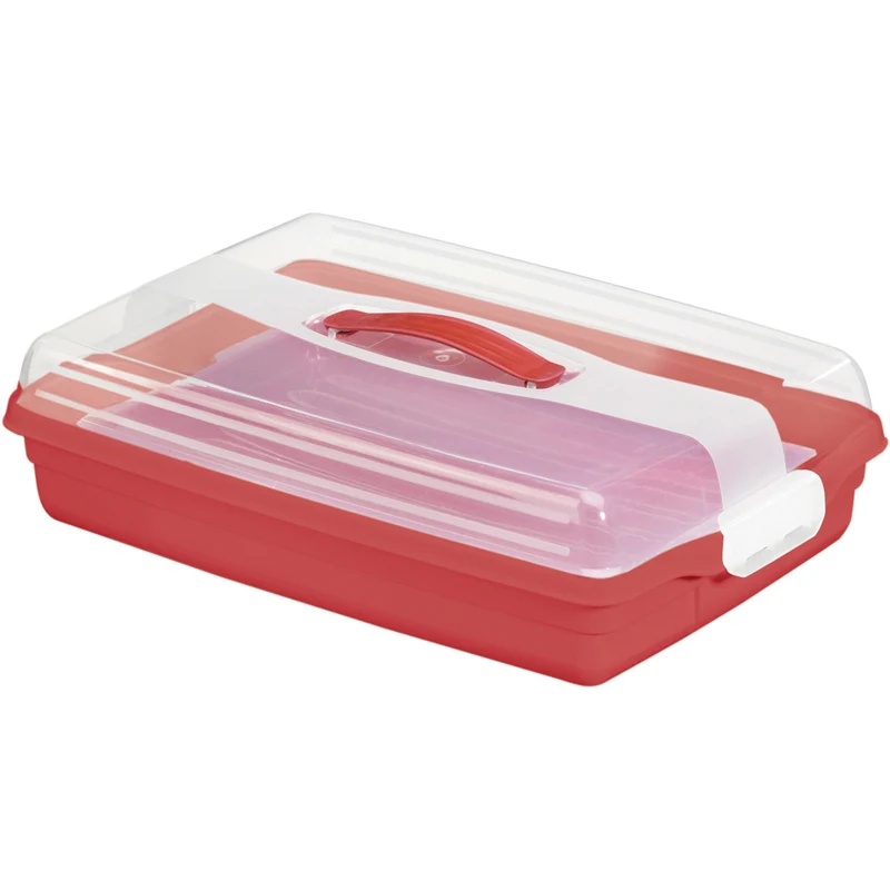 Curver plastic taartdoos, met deksel, kleur rood, vaatwasmachinebestendig, handig handvat, 172568