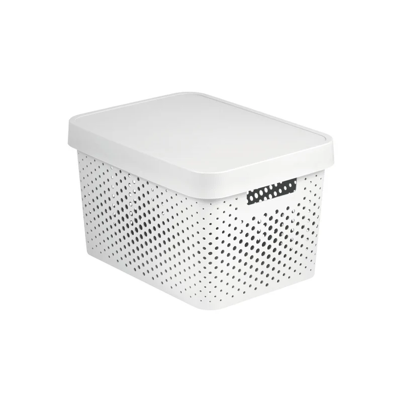 Curver opengewerkte bak, multifunctioneel, met deksel, wit, 17l, Infinity