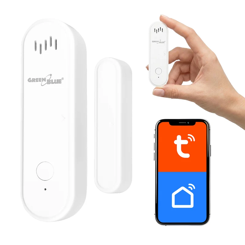 Draadloze reedschakelaar / WiFi-openingssensor van GreenBlue, Android/iOS, voor deuren / ramen, 3,0 V DC, LR03x2, met alarm, GB478