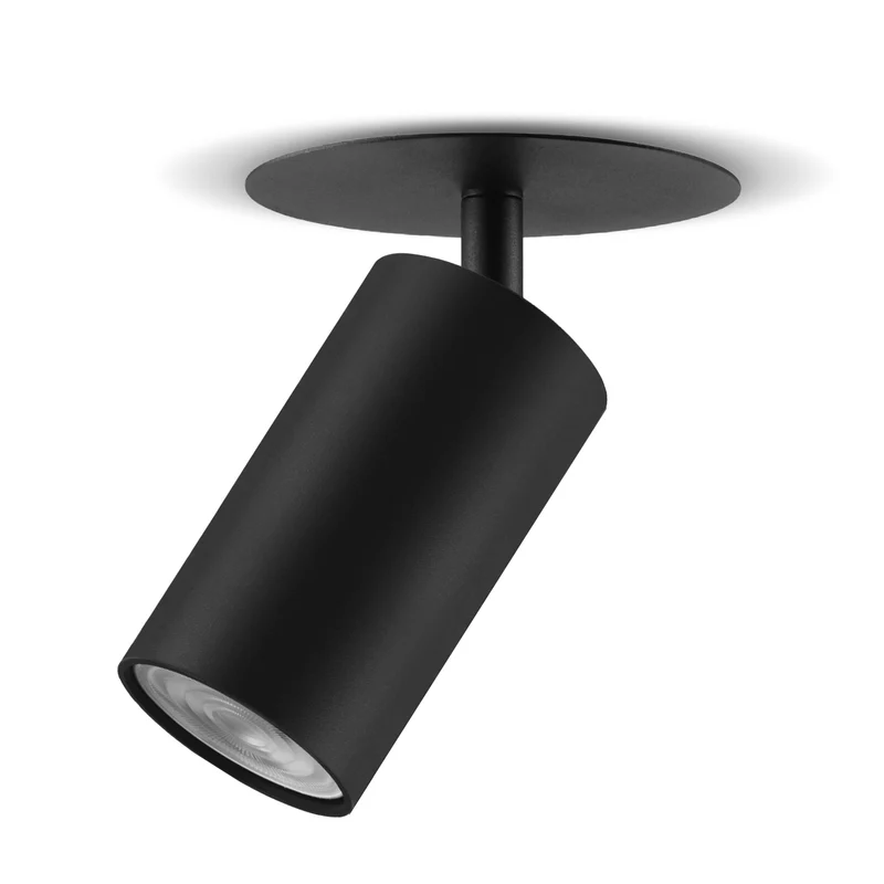 Maclean encastré / tube lumineux, spot, rond, aluminium, GU10, 55x130mm, noir, MCE364 B+LED ampoule GU10 7W Maclean Energy MCE437 WW blanc chaud 3000K, 220-240V~, 50/60Hz, 490lm