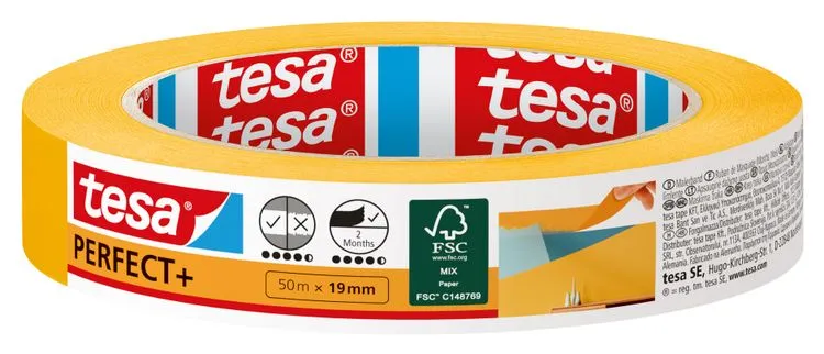 Tesa Perfect+ afplaktape oranje 19mm 50m