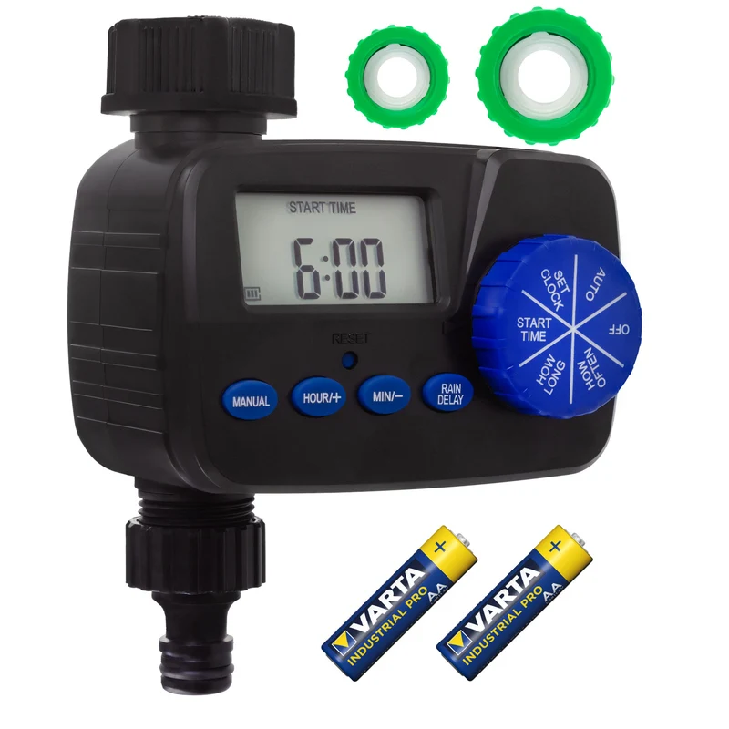 GreenBlue elektronische besproeiingscontroller, programmeur, voeding 2x1,5V AA, GB390 + 2x Varta Industrial alkaline AA-batterij