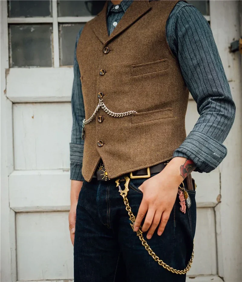 Revalki Hortu – Traditionele Slim-Fit Gilet van Tweed voor Heren