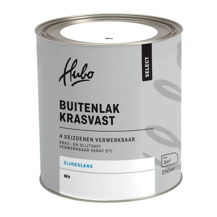 Hubo Select buitenlak zijdeglans wit 250ml