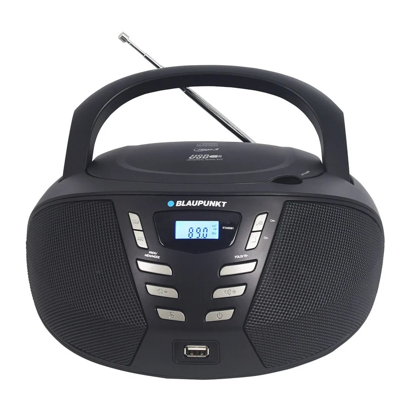 Boombox Blaupunkt, CD/MP3/USB/AUX, écran LCD, fonction horloge avec alarme, tuner FM, BB7BK