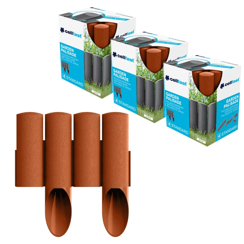 Cellfast tuinpalisade, houtlook, vorstbestendig, lengte 6,9 m, baksteenrode kleur, 34-043