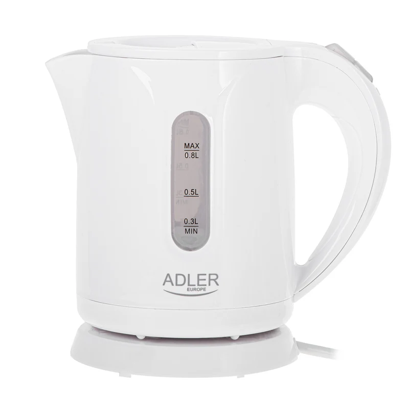Bouilloire électrique sans fil Adler, capacité 0,8 L, puissance 850 W, AD1371