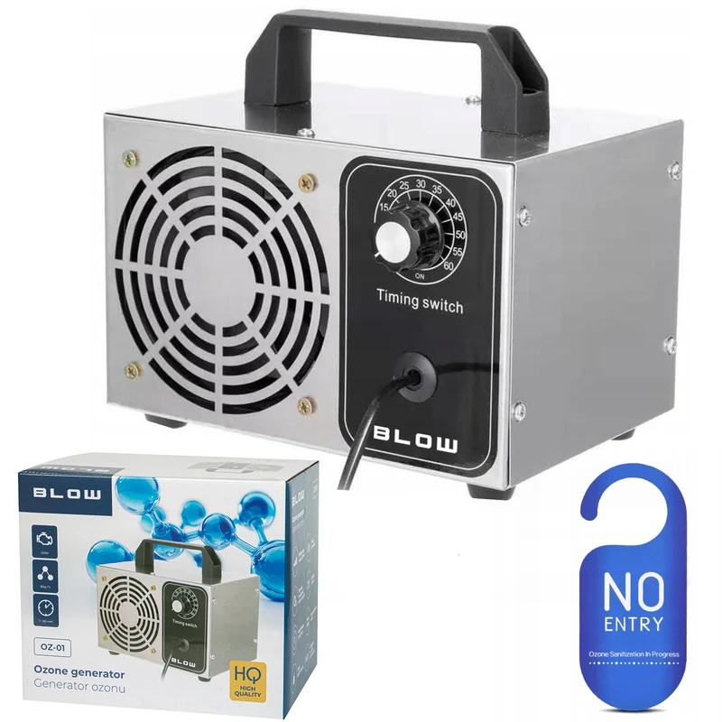 Blow ozonegenerator, capaciteit 60000 mg/u, vermogen 120 W, laag stroomverbruik, lange kabel, instelbare bedrijfstijd, 4 ozonisatieplaten, 67-300#