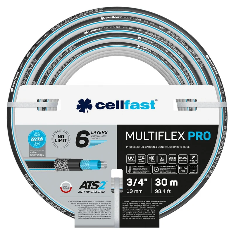 Tuyau d'arrosage CELLFAST 13-821 MULTIFLEX PRO ATS2 3/4" 30m 6 plis