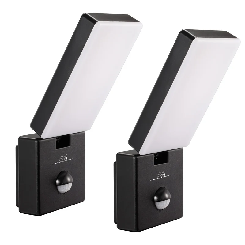 Lampe LED avec détecteur de mouvement Maclean, détecteur de mouvement PIR, couleur noire, 10 W, IP65, 800 lm, blanc neutre (4 000 K) MCE516 B, lot de 2