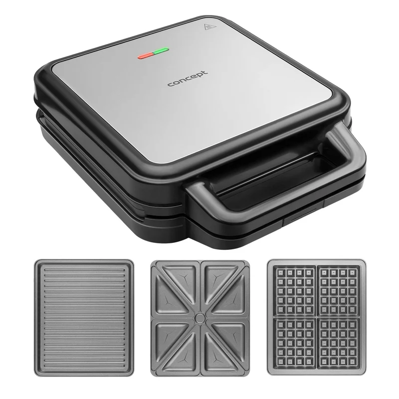 Concept-tosti-ijzer, drie verwisselbare platen, vermogen 1200 W, antiaanbaklaag, indicatielampje, SV3080