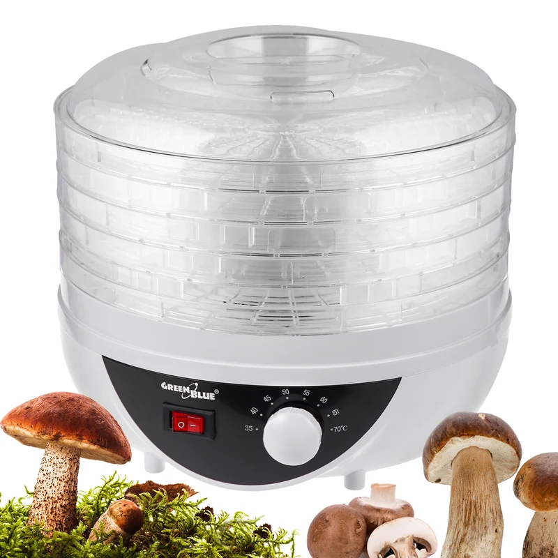 GreenBlue - Voedsel droger voor de fruit-, champignon- en groenten - 250W - Extra stil - Wit