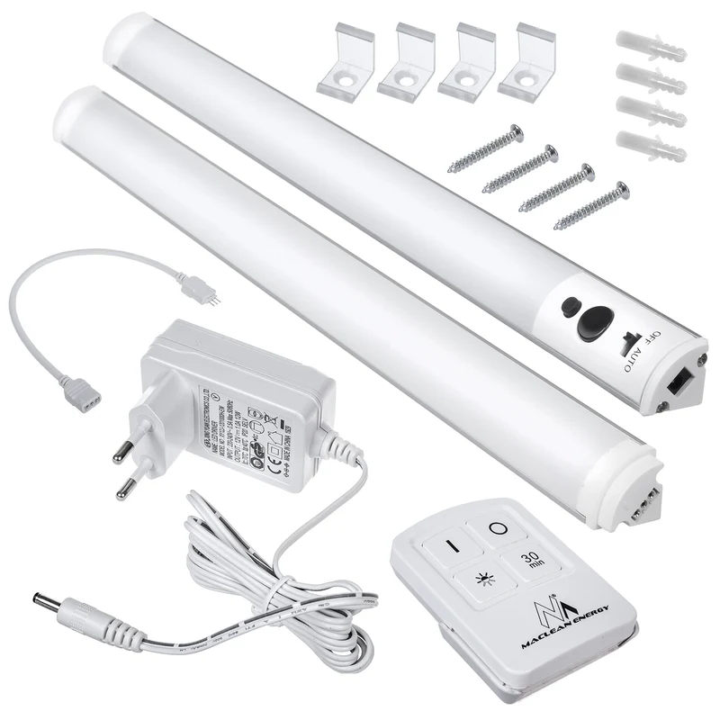 Lampe linéaire à LED sous meuble 2 modules avec télécommande MacLean Energy MCE245