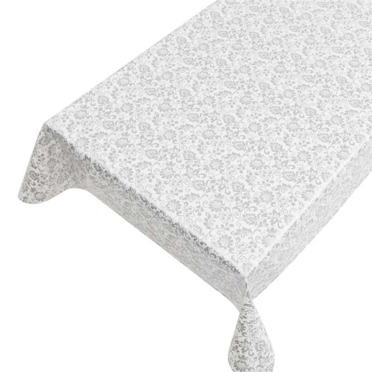Tafelzeil Heritage bloemen zilver 140cm per meter