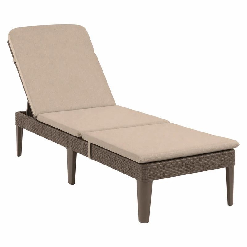 Verstelbare tuinligstoel Jaipur Sun Lounger, bruin + kussen voor de Jaipur-ligstoel, kleur beige, stof S-550 Melange, afmetingen 190 x 60 cm