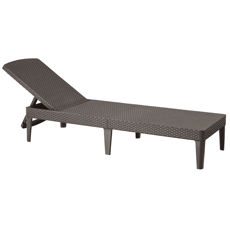 Curver Jaipur Sun Lounger Ligstoel met 4-voudig verstelbare rugleuning Tuinstoel UV- en weerbestendig rotan bruin