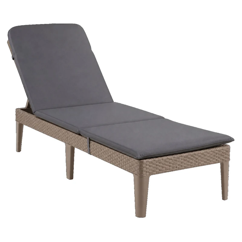 Verstelbare tuinligstoel Jaipur Sun Lounger cappuccino + kussen voor de Jaipur-ligstoel, kleur donkergrijs, stof S-500, afmetingen 190 x 60 cm