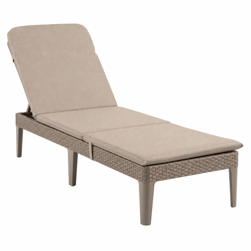 Verstelbare tuinligstoel Jaipur Sun Lounger cappuccino + kussen voor de Jaipur-ligstoel, kleur beige, stof S-550 Melange, afmetingen 190 x 60 cm