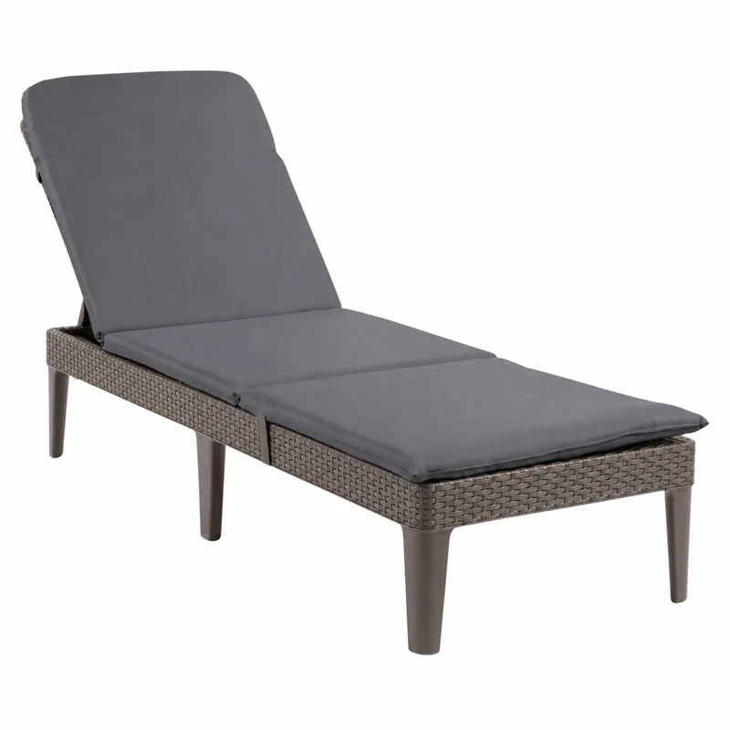 Verstelbare tuinligstoel Jaipur Sun Lounger, bruin + kussen voor de Jaipur-ligstoel, kleur donkergrijs, stof S-500, afmetingen 190 x 60 cm