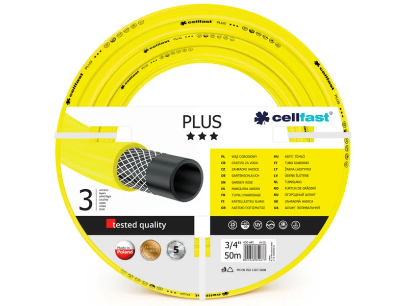 Duurzame 3-lagige tuinslang Cellfast Plus 3/4" 50m